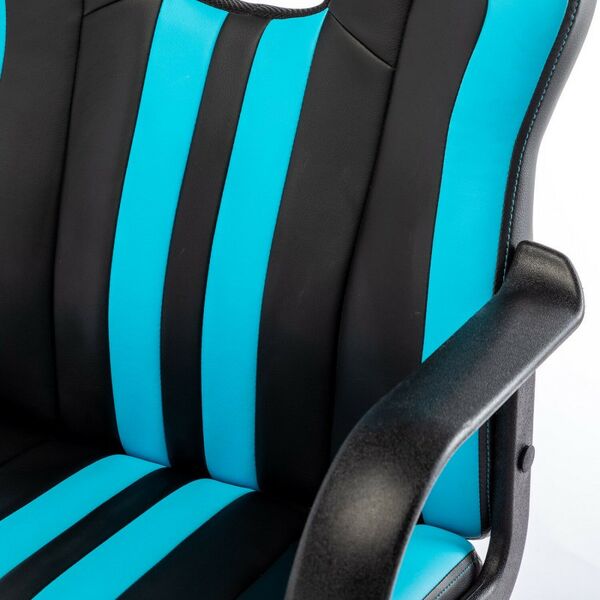 Стулья и кресла: Кресло компьютерное Brabix Stripe GM-202 экокожа, черное/голубое [532509] фотографии