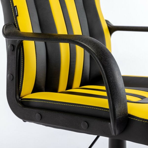 Стулья и кресла: Кресло компьютерное Brabix Stripe GM-202 экокожа, черное/желтое [532510] фотографии