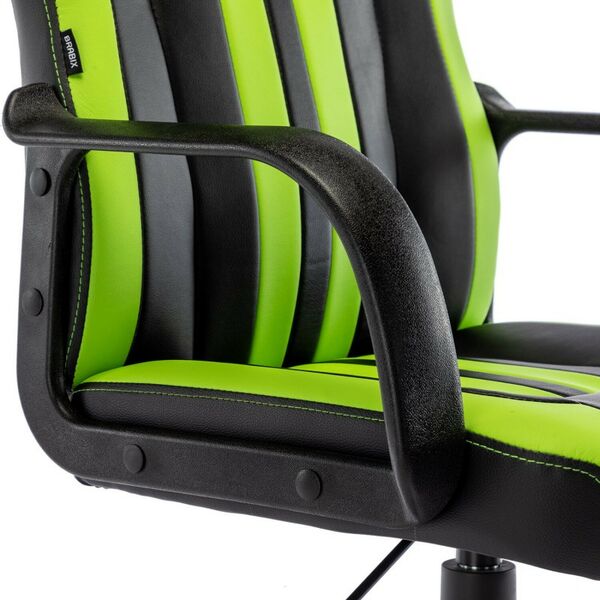 Стулья и кресла: Кресло компьютерное Brabix Stripe GM-202 экокожа, черное/зеленое [532511] фотографии