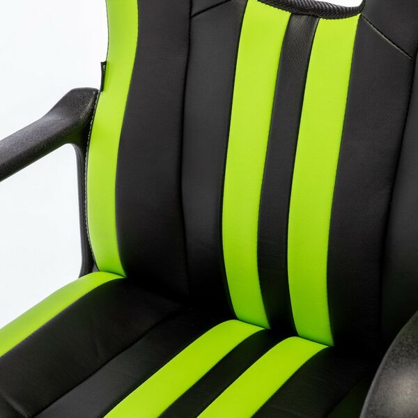 Стулья и кресла: Кресло компьютерное Brabix Stripe GM-202 экокожа, черное/зеленое [532511] фотографии