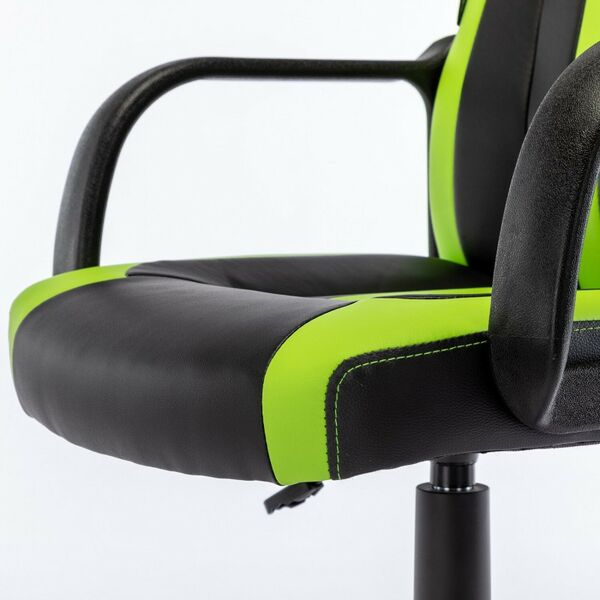 Стулья и кресла: Кресло компьютерное Brabix Stripe GM-202 экокожа, черное/зеленое [532511] фотографии