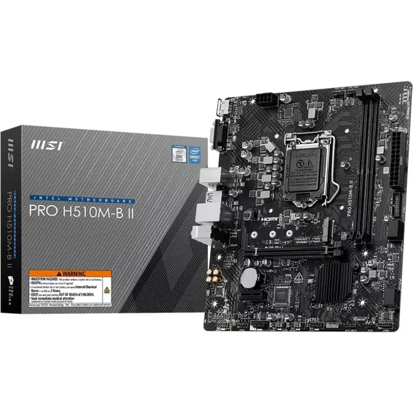 Купить Материнская плата MSI PRO H510M-B II (10Gen only) Soc-1200 Intel H470 2xDDR4 mATX AC`97 8ch(7.1) GbLAN+VGA+HDMI, изображение 3 в компании Зеон