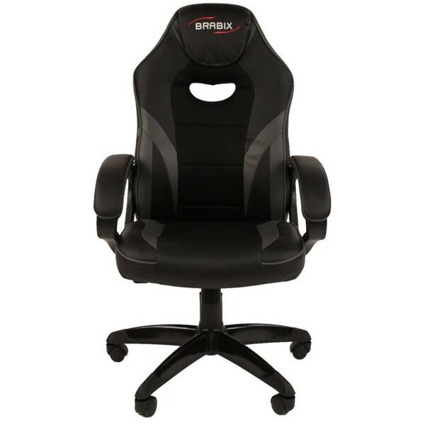 Стулья и кресла: Кресло компьютерное Brabix Accent GM-161 TW/экокожа, черное/серое [7083504] фотографии