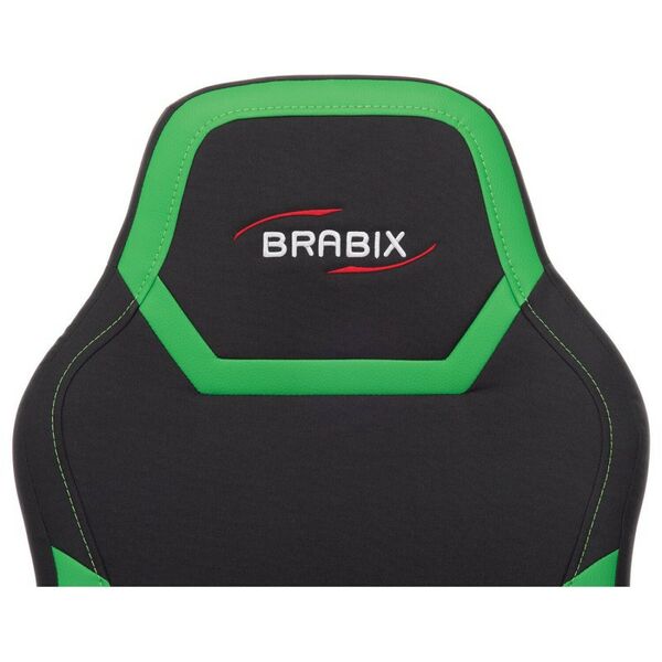 Стулья и кресла: Кресло компьютерное Brabix Alpha GM-018 ткань/экокожа, черное/зеленое [532639] фотографии