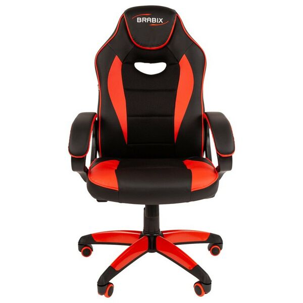 Стулья и кресла: Кресло компьютерное Brabix Blaze GM-162 TW/экокожа, черное/красное [7083508] фотографии