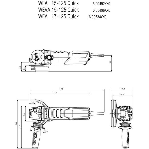 Купить Углошлифовальная машина Metabo WEV 17-125 Quick 1700Вт 11000об/мин M14 d=125мм [600516000], изображение 6 в компании Зеон