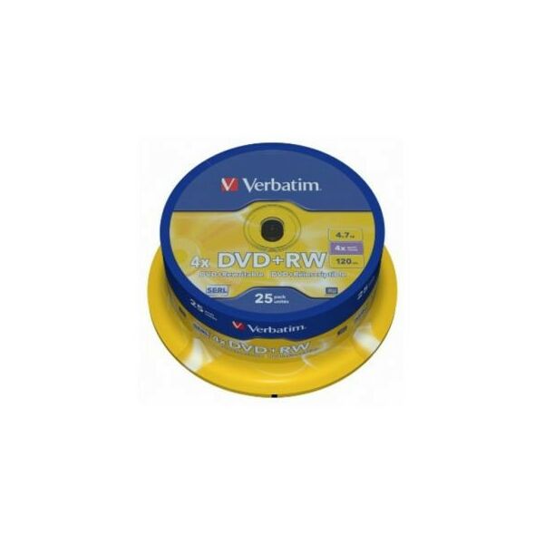 DVD±RW, DVD±R, DVD RAM диски: Диски DVD+RW Verbatim 4.7Gb 4x уп. 25 шт, на шпинделе [43489] фотографии