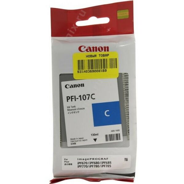 Купить Чернильница Canon PFI-107C Cyan для iPF670/680/ 685/770/780/785 в компании Зеон