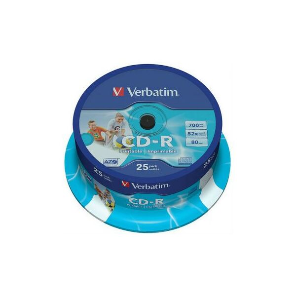 CD-R/RW диски: Диски CD-R Verbatim 700Mb 52x уп.25 шт., на шпинделе, printable [43439] фотографии