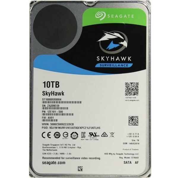 Жесткие диски: Жесткий диск Seagate 10Tb SkyHawk SATA 6Gb/s 3.5" 7200rpm 256Mb [ST10000VX0004] фотографии