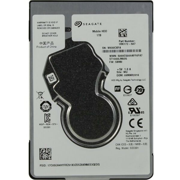 Жесткие диски для ноутбуков: Жесткий диск для ноутбука Seagate 1 Tb SATA 128Mb 2.5" 5400rpm 6Gb/s [ST1000LM035] фотографии
