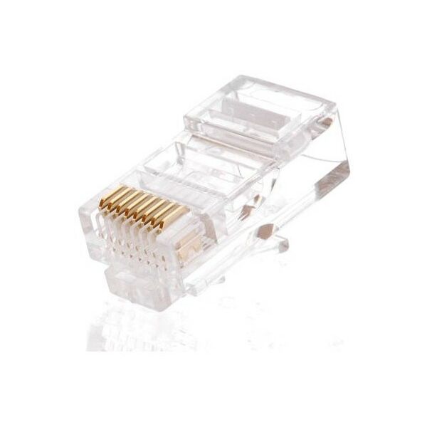 Кабель и разъемы: Разъемы Netlan EC-UP8P8C-5E-003-TR-1000 RJ45/8P8C, Кат.5e, с покрытием 3 мкд, универсальные, неэкранированные, уп-ка 1000 шт. фотографии