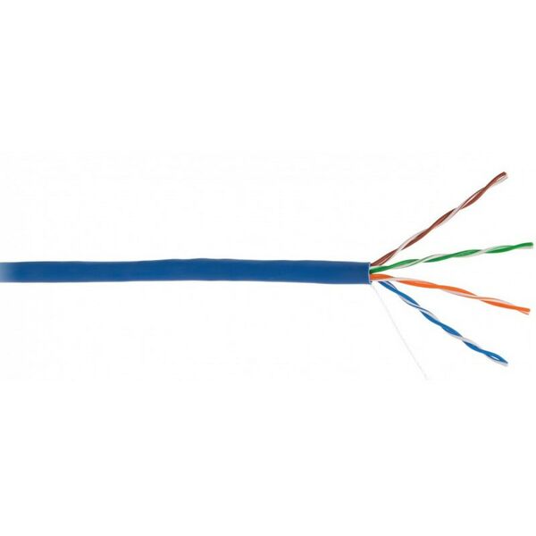 Кабель и разъемы: Кабель Netlan EC-UU004-5E-PVC-BL U/UTP 4 пары, Кат.5e (Класс D), 100МГц, одножильный, BC (чистая медь), внутренний, PVC нг(B), синий, 305м фотографии