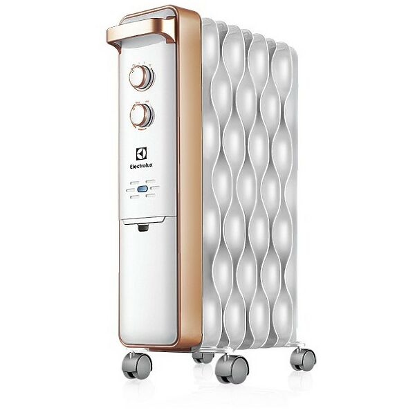 Масляные радиаторы: Масляный радиатор Electrolux Wave EOH/M-9209 мощность обогрева 2000 Вт, число секций: 9, термостат, колеса для перемещения, цвет белый фотографии