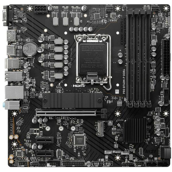 Материнские платы: Материнская плата MSI PRO B760M-P DDR4 LGA1700 <B760> PCI-E Dsub+HDMI+DP GbLAN SATA MicroATX 4DDR4 RTL фотографии