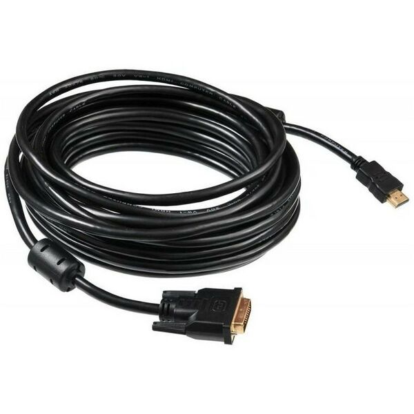 Шлейфы, кабели, удлинители: Кабель BURO HDMI-19M-DVI-D-10M HDMI (m) - DVI-D (m) 10м феррит.кольца черный фотографии
