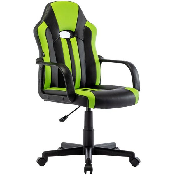 Стулья и кресла: Кресло компьютерное Brabix Stripe GM-202 экокожа, черное/зеленое [532511] фотографии