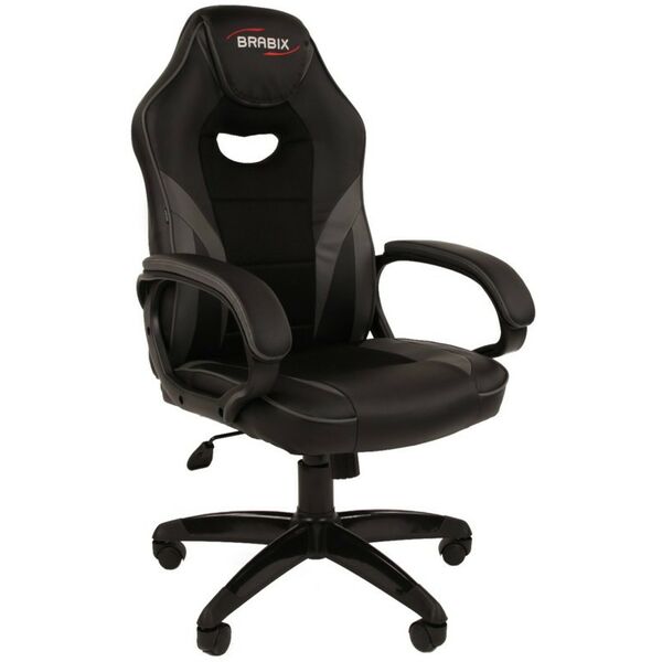 Стулья и кресла: Кресло компьютерное Brabix Accent GM-161 TW/экокожа, черное/серое [7083504] фотографии